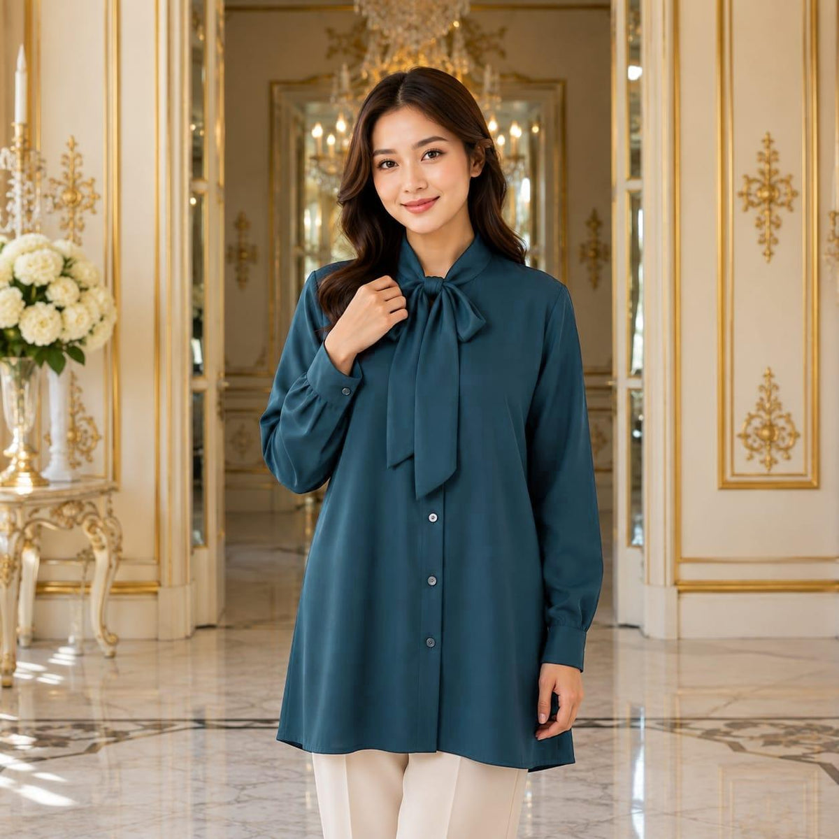 ADRIANA Blouse Mango Silk - Women Office Blouse - Long Sleeve Women Blouse - Premium Work Blouse