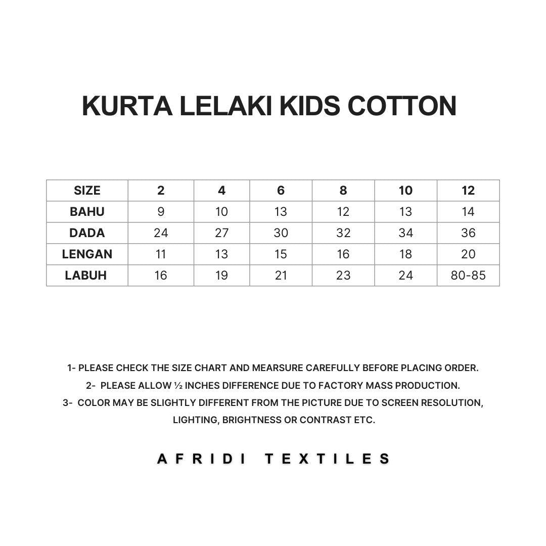 Kurta Kids Long Sleeve Osaka Cotton 2-12 Years (Black)