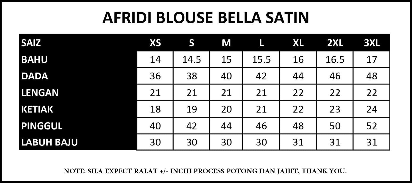 Bella Blouse Casual Solid Color Full Sleeve Satin Baju Wanita B2