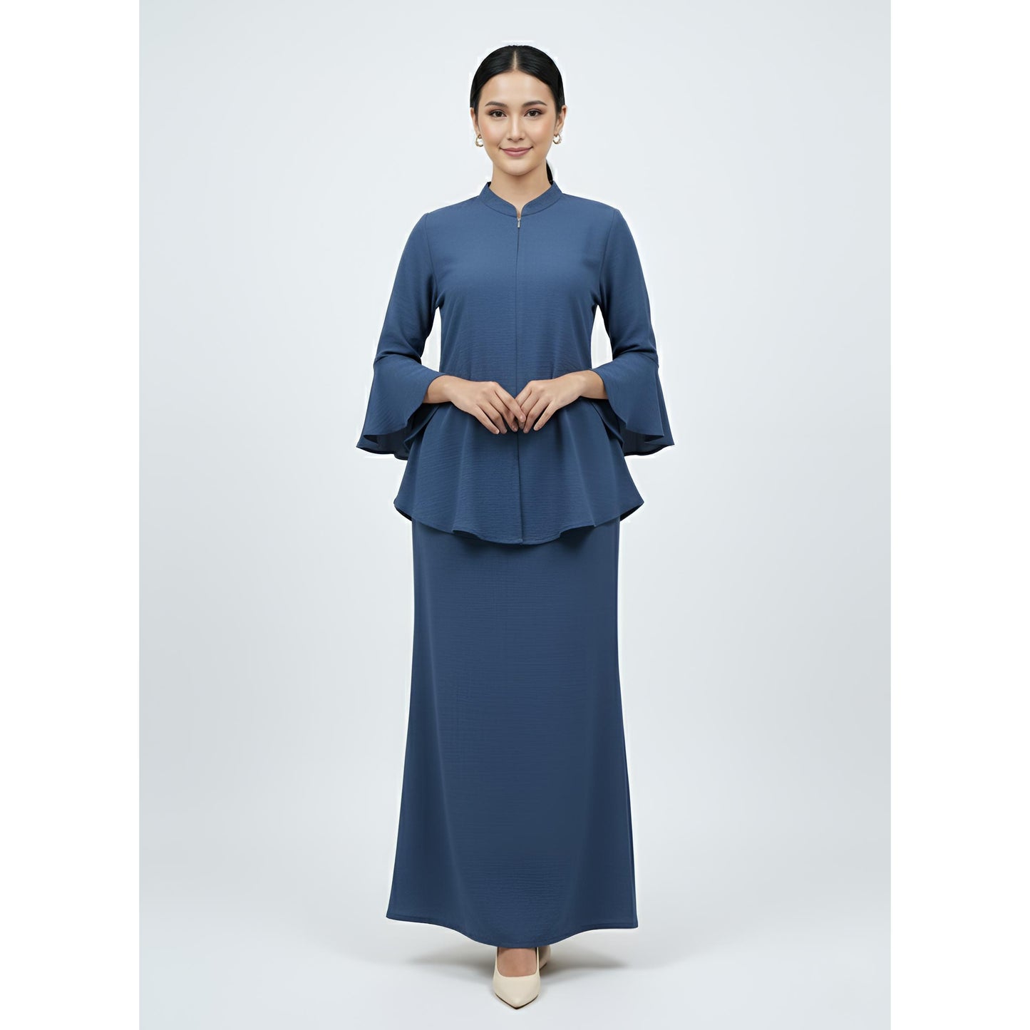 Kebaya Tunic Kolar Denim Blue, Baju Kebaya Casual dan Elegant