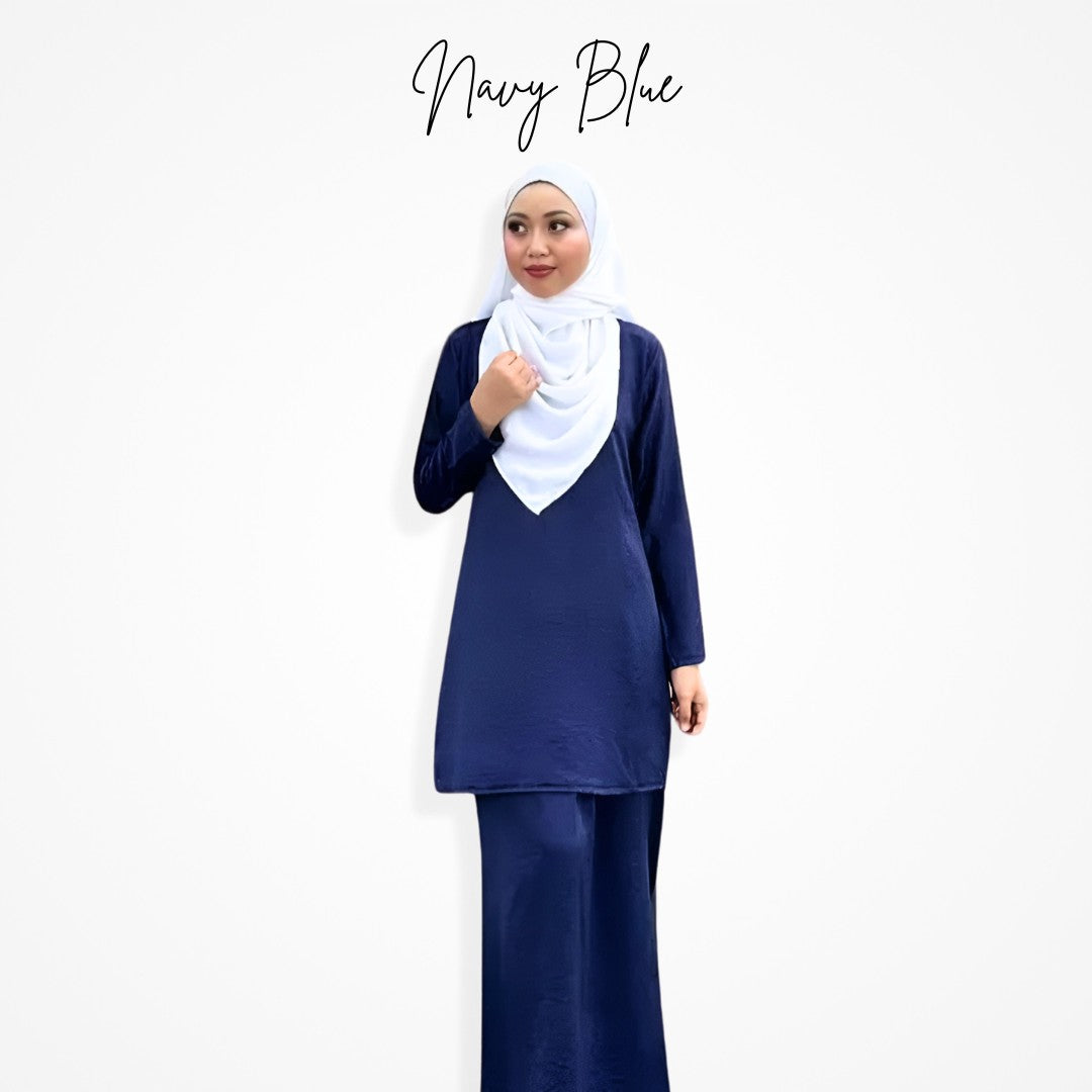 Baju Kurung Moden Raisya Rose Satin Ironless Set Wanita Muslimah