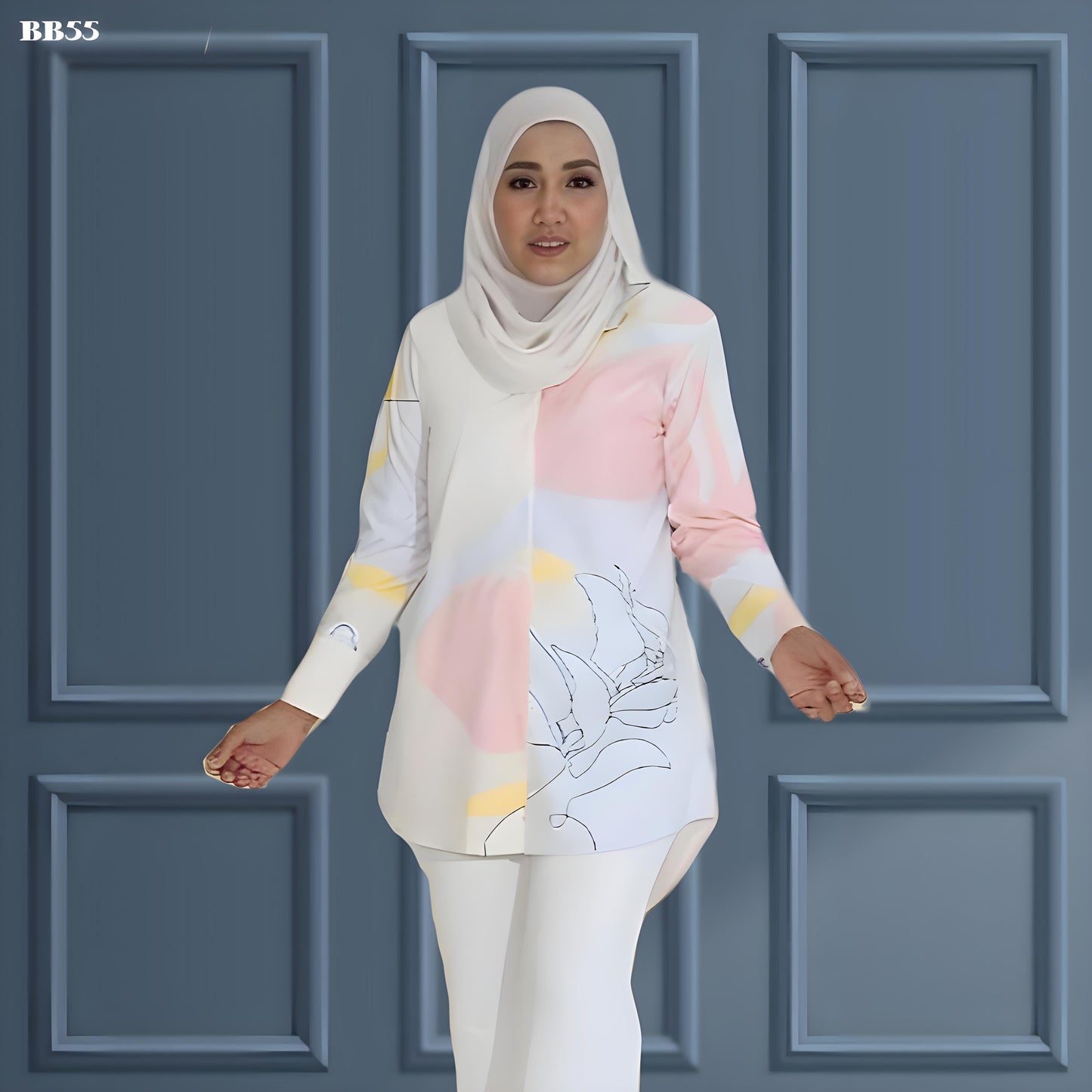 Bella Blouse Casual Solid Color Full Sleeve Satin Baju Wanita B2