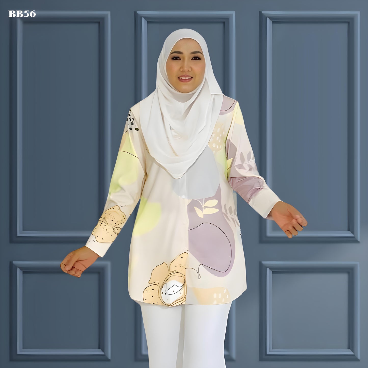 Bella Blouse Casual Solid Color Full Sleeve Satin Baju Wanita B2