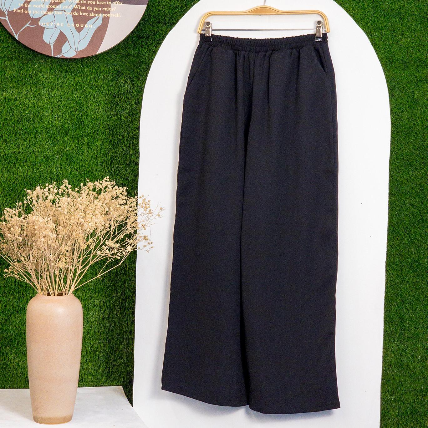 Palazo Solid Pants Slack Straight Cut Peacock Fashion Wanita Muslimah