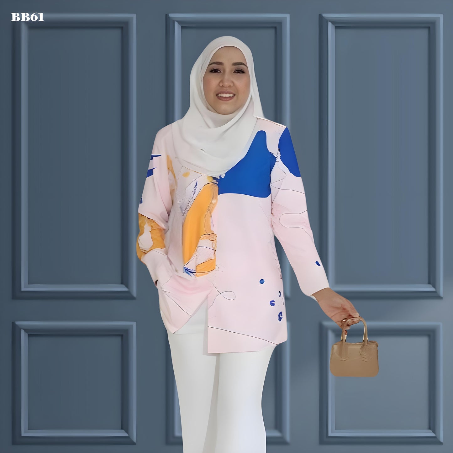 Bella Blouse Casual Solid Color Full Sleeve Satin Baju Wanita B2
