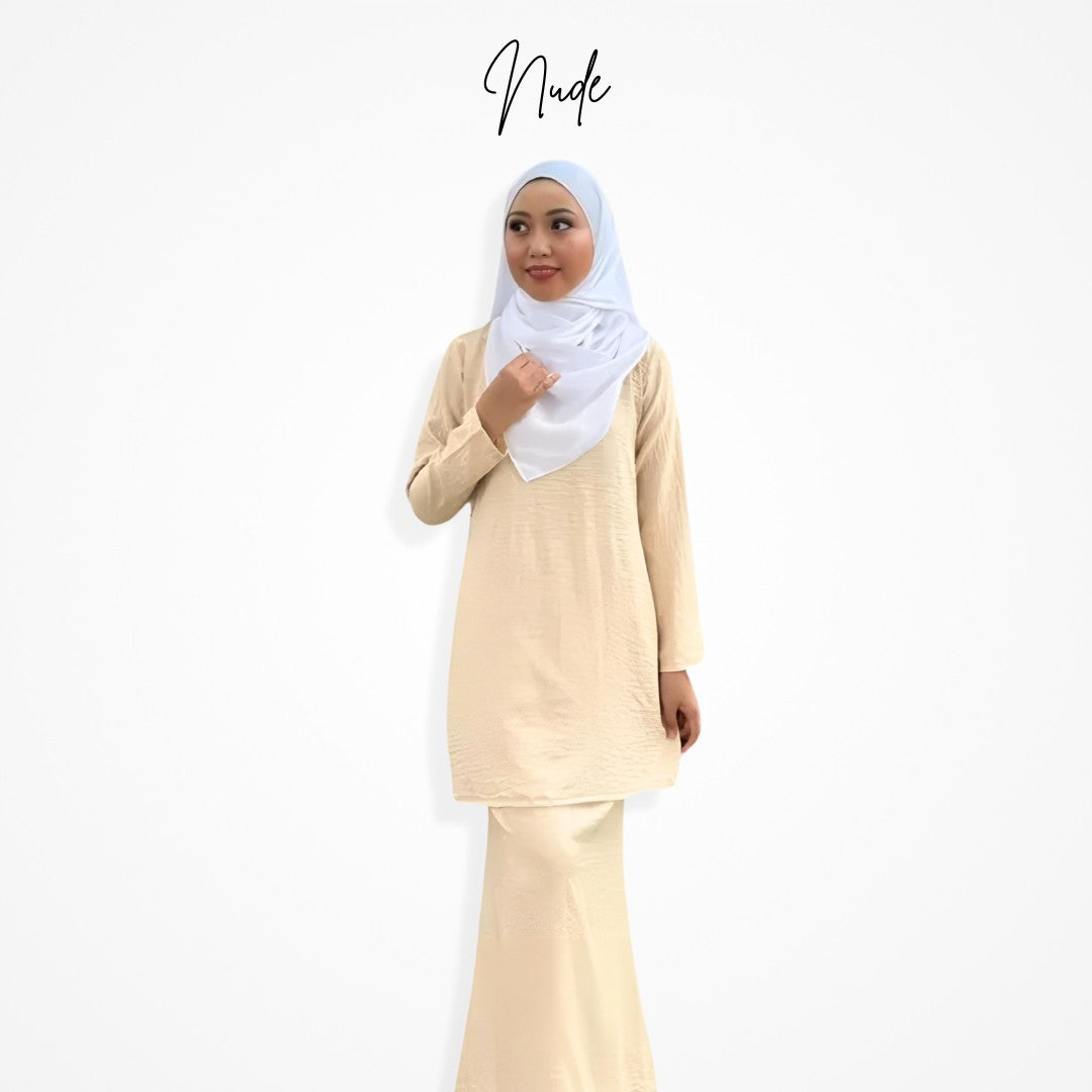 Baju Kurung Moden Raisya Rose Satin Ironless Set Wanita Muslimah