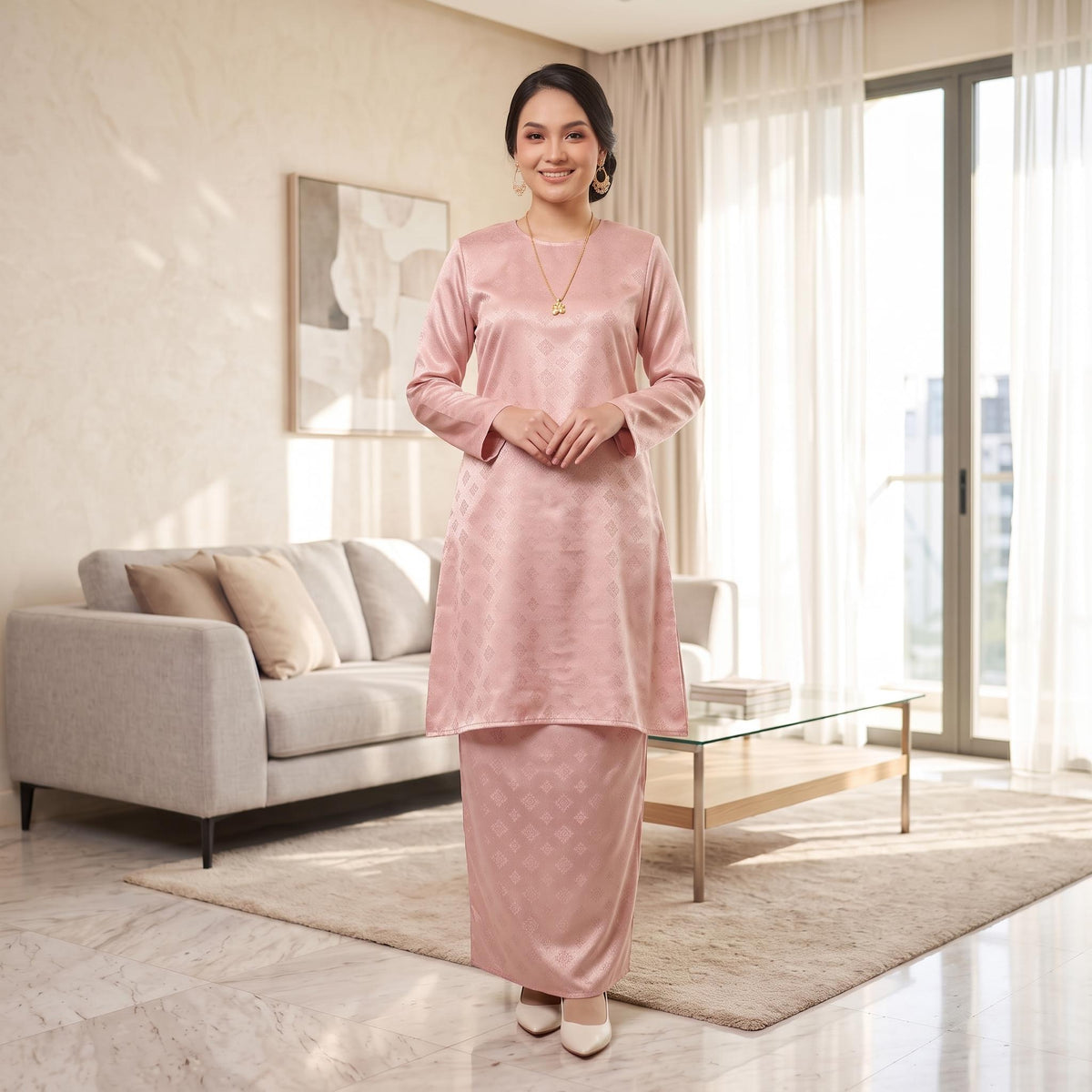 ATELIA Kurung riau Corak Songket - Sutera Vietnam Premium - Modest Fashion Plus size - Casual Wear - Office Wear