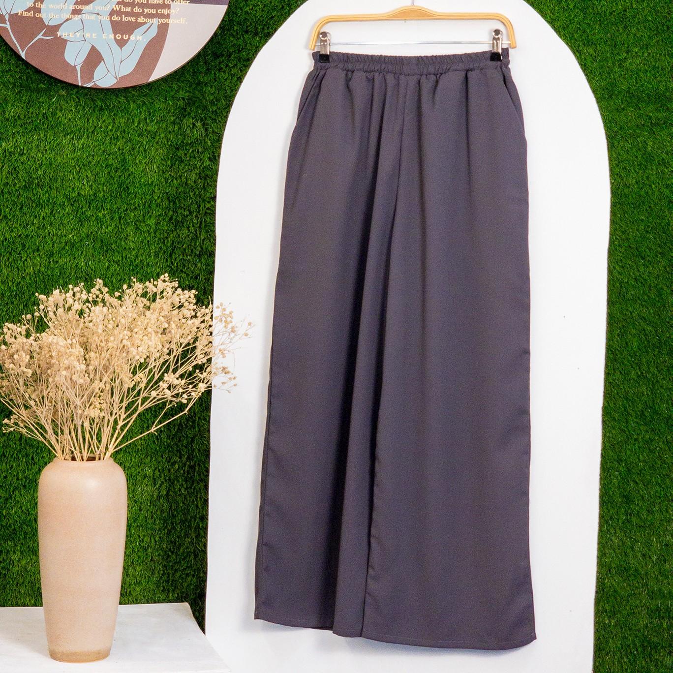 Palazo Solid Pants Slack Straight Cut Peacock Fashion Wanita Muslimah