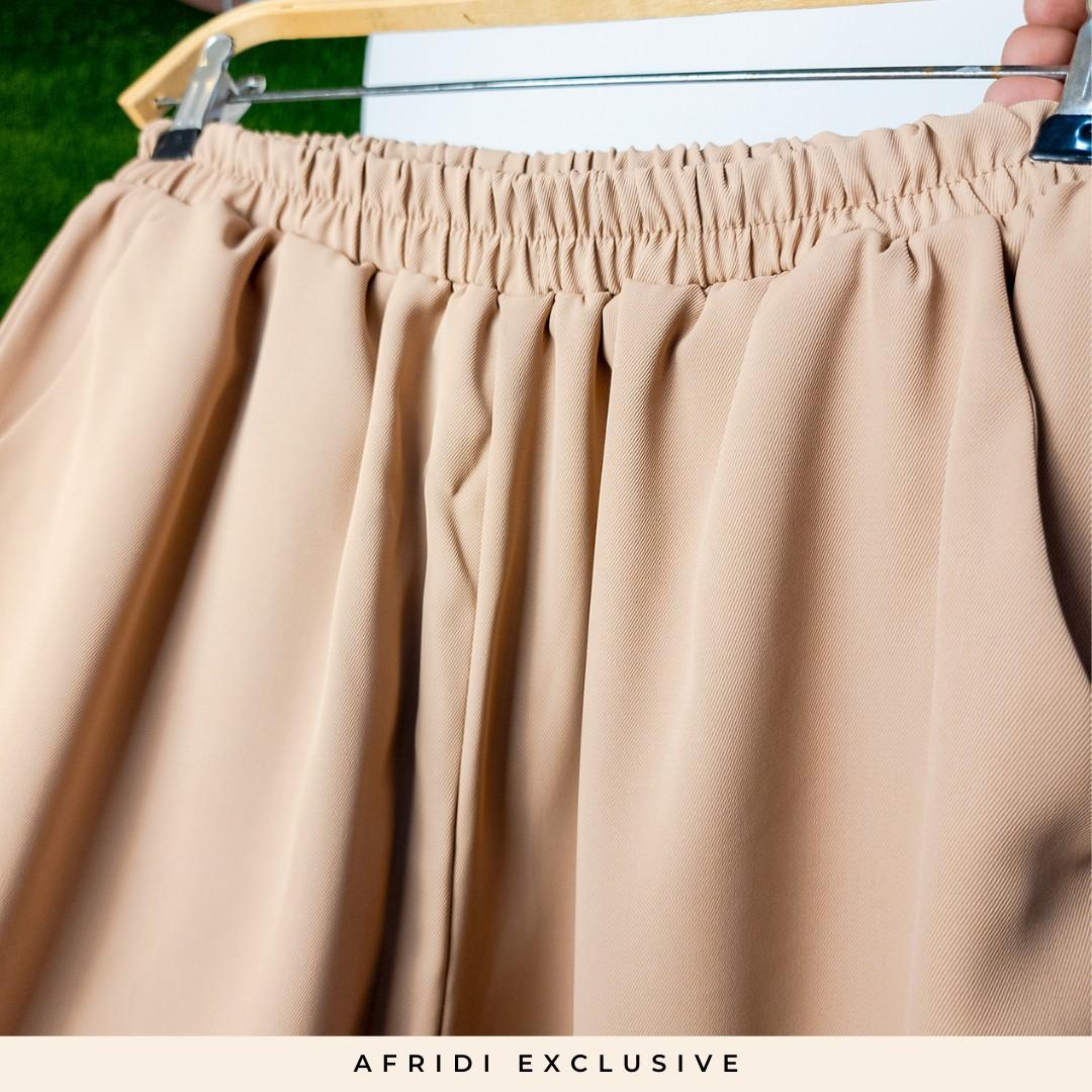 Palazo Solid Pants Slack Straight Cut Peacock Fashion Wanita Muslimah