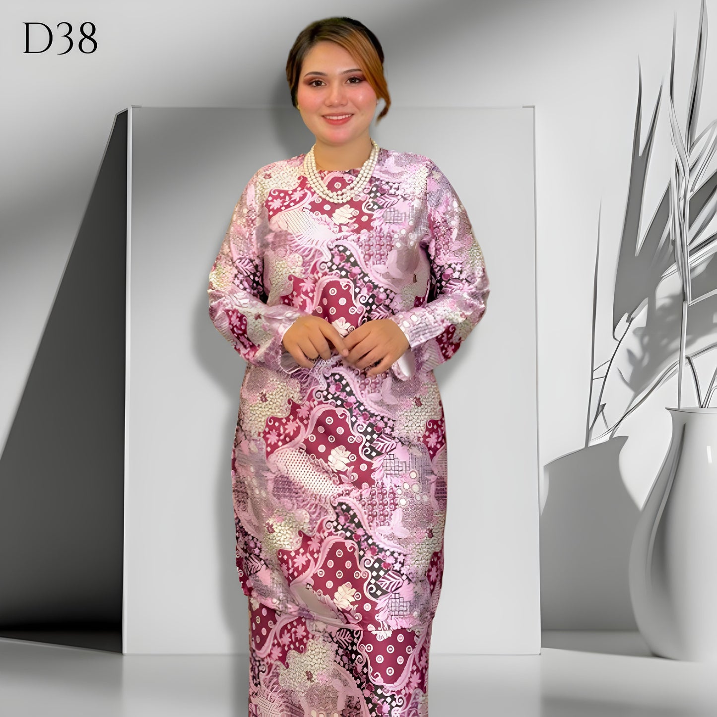 Set Baju Kurung Moden Batik Double Satin Digitel Printed B4