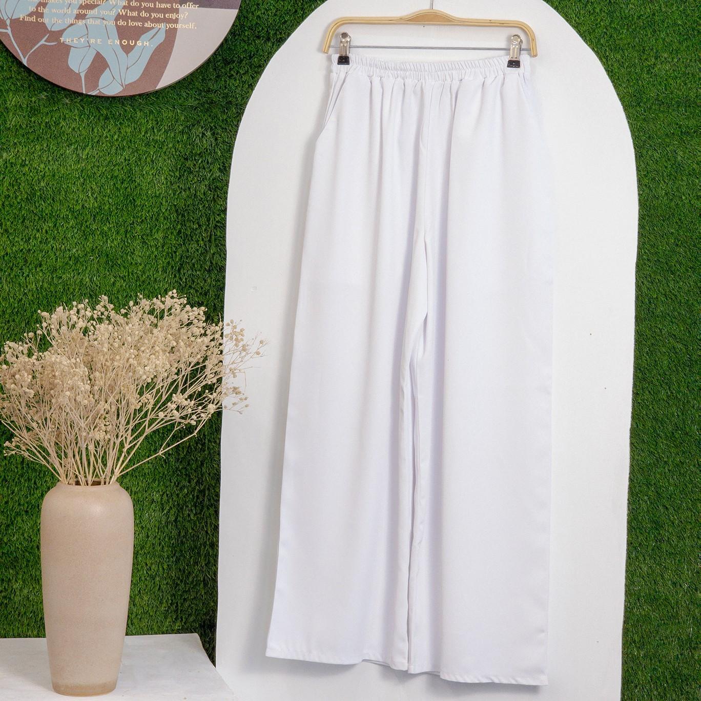 Palazo Solid Pants Slack Straight Cut Peacock Fashion Wanita Muslimah