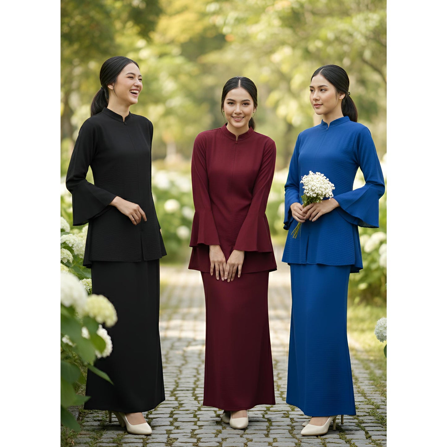 Kebaya Tunic Kolar Emerald Green, Baju Kebaya Casual dan Elegant