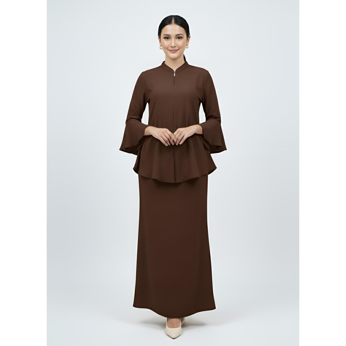 Kebaya Tunic Kolar Mocha, Baju Kebaya Casual dan Elegant