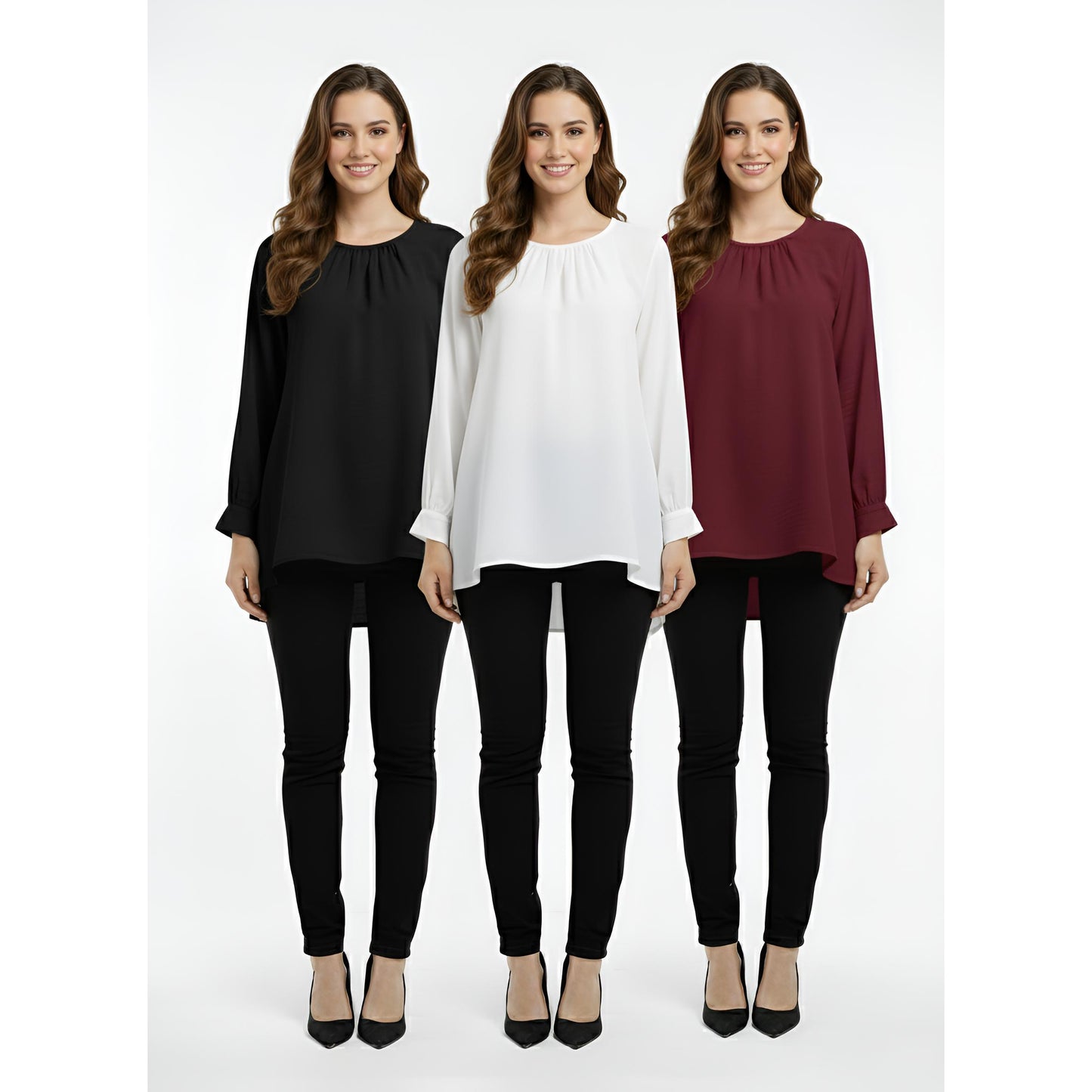 Victoria Blouse Casual Outfit Wanita Elegant Office & Casual Wear (Mangosteen)