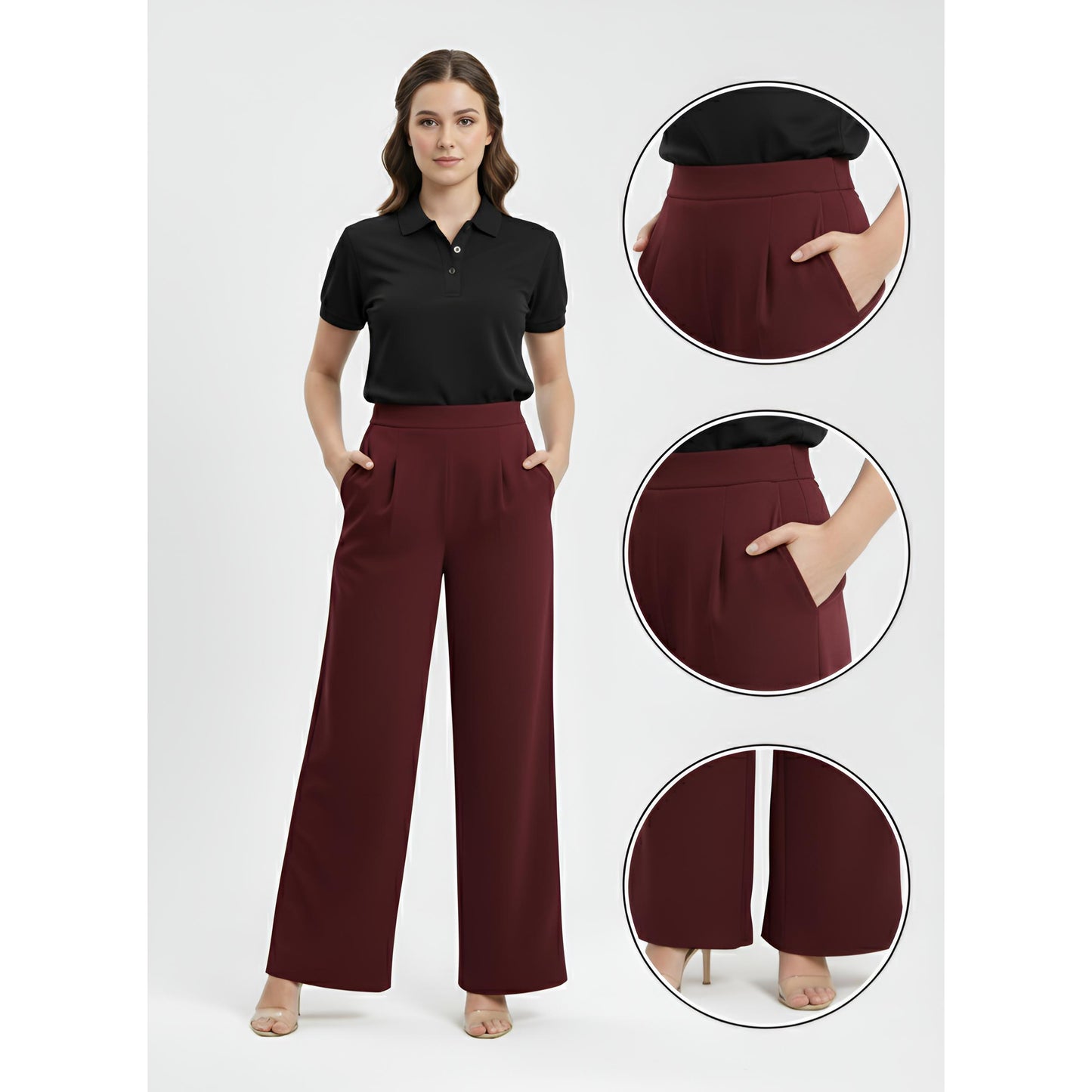 Palazo Wide Leg Pants Peacock Premium (Coffee)