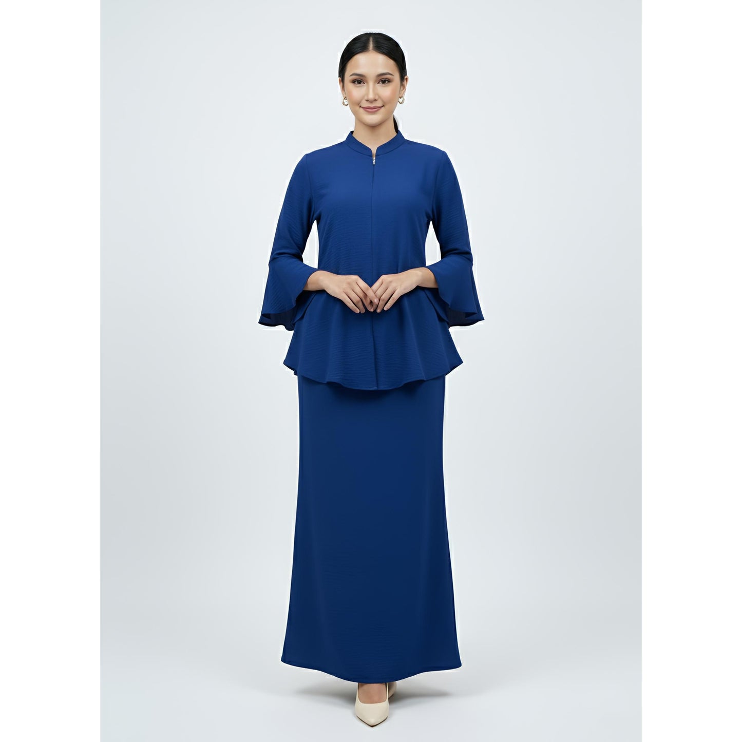 Kebaya Tunic Kolar Royal Blue, Baju Kebaya Casual dan Elegant