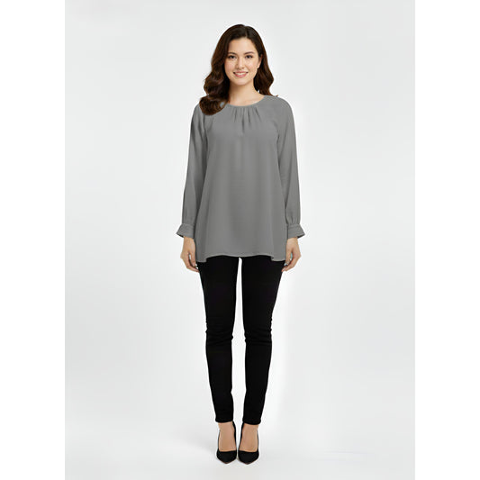 Victoria Blouse Casual Outfit Wanita Elegant Office & Casual Wear (Silver)