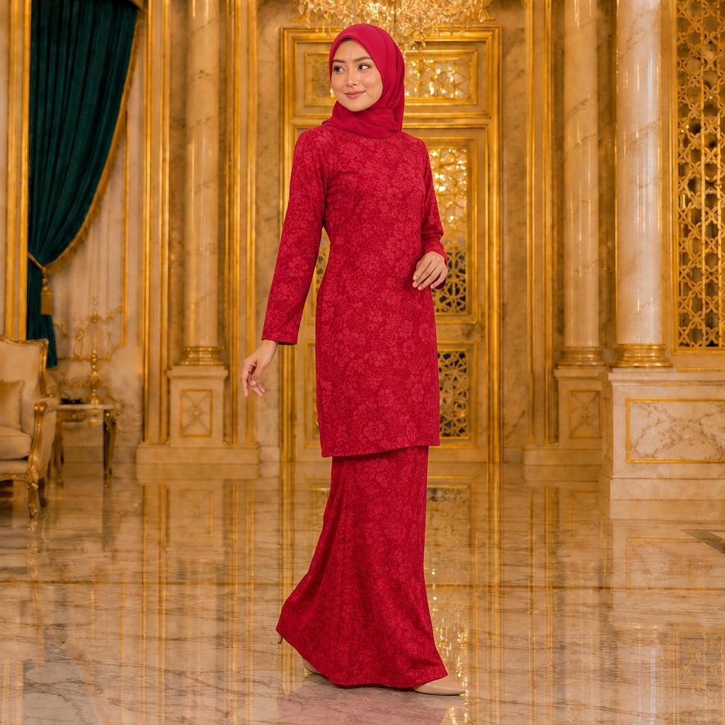 Suria Rose Kurung Moden - Velore Brocade Satin - Set Pakaian Fashion Wanita Muslimah