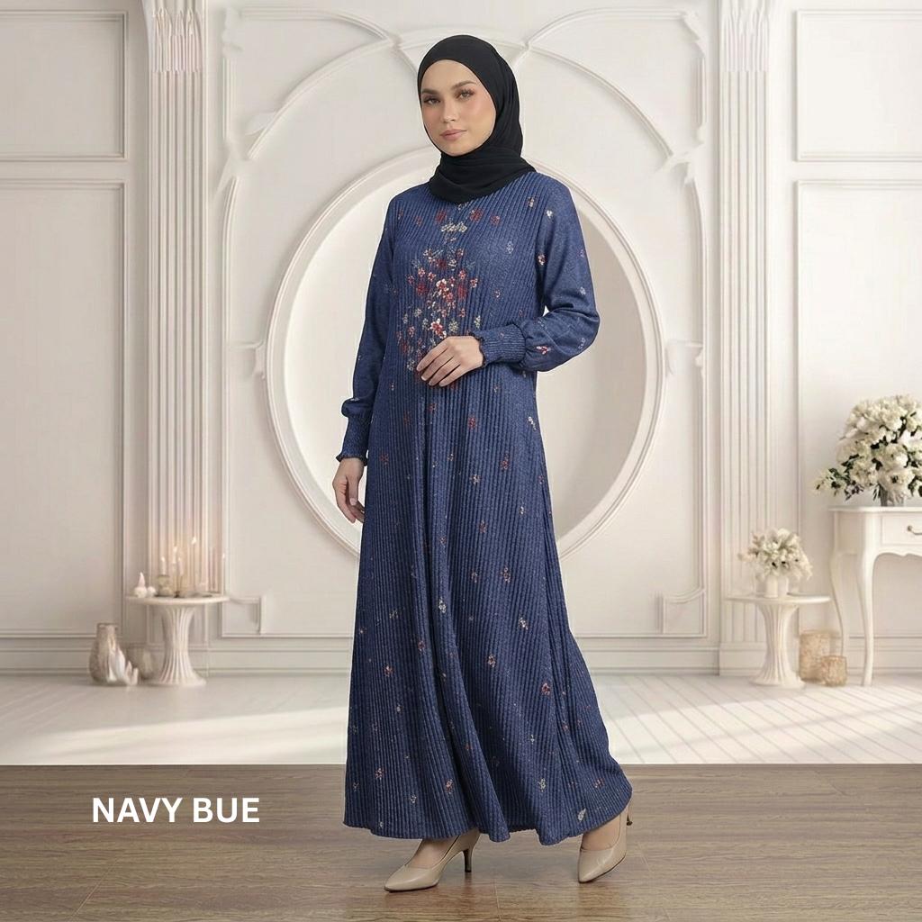 SORAYA Jubah Satin Jackquard Pleated Plus Size New Arrival Fashion Wanita Muslimah