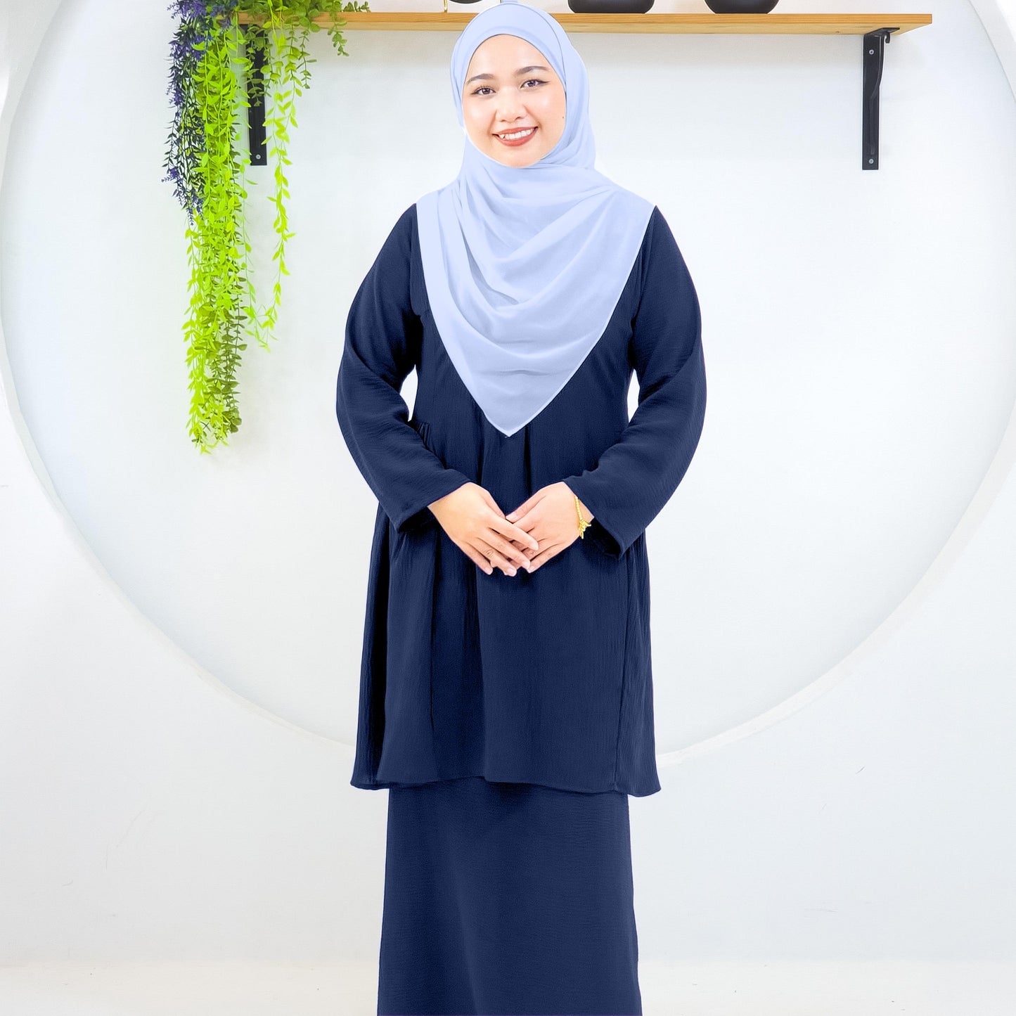 Amanda Kurung Riau Plain Pesak Gantung Pleated Fashion Wanita Muslimah