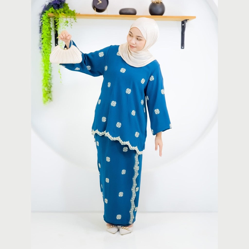 Set Baju Kurung Kedah Sulam Fashion Wanita Muslimah
