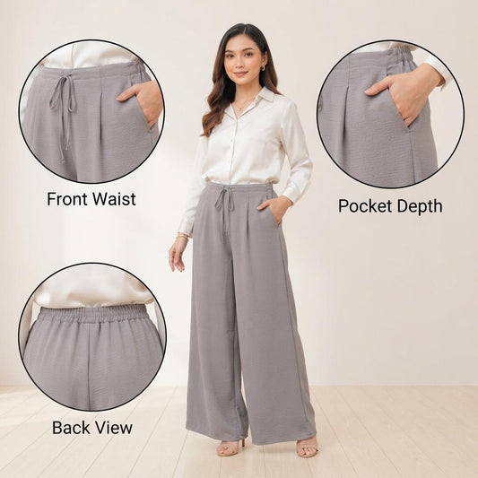 LUNA Palazo Wanita Wide Leg – Grey