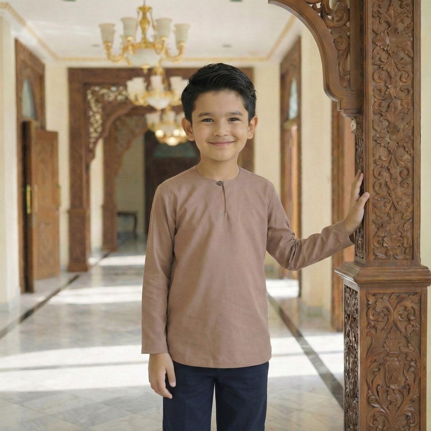 Kurta Kids Long Sleeve Osaka Cotton 2-12 Years (Black)