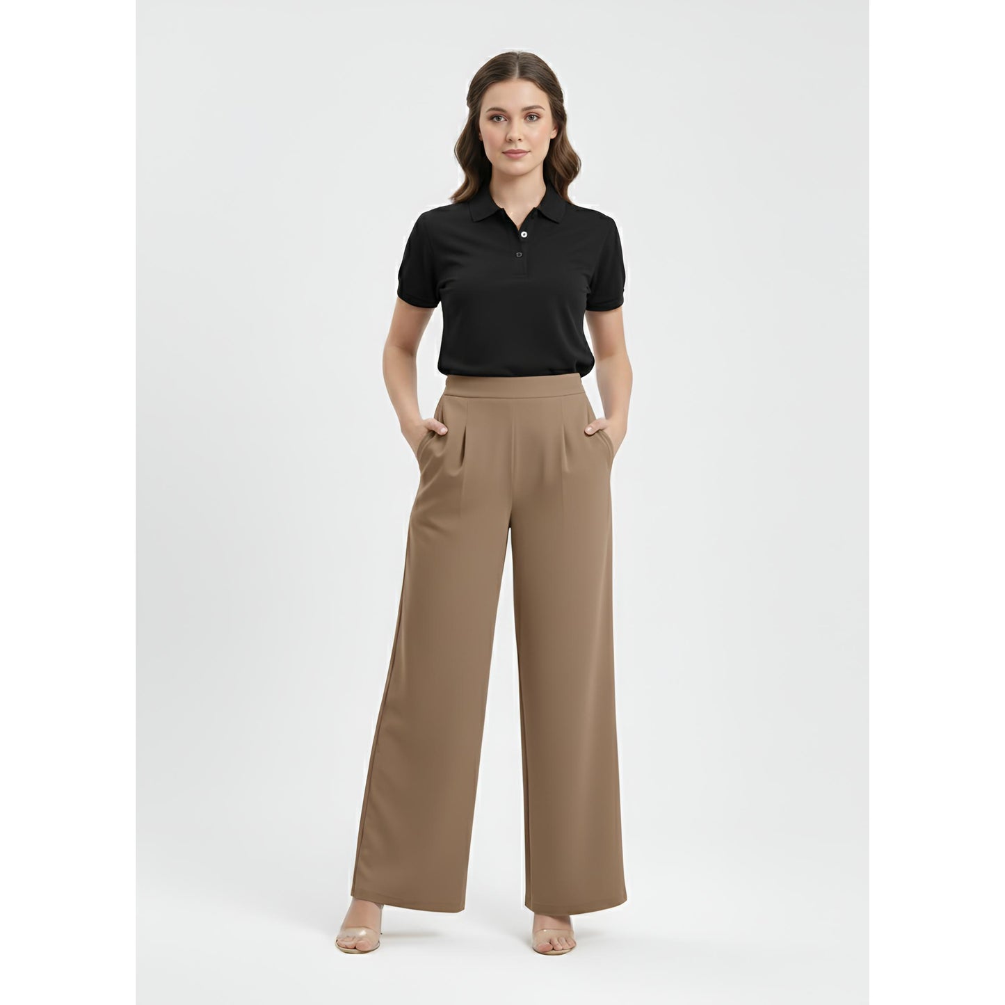 Palazo Wide Leg Pants Peacock Premium (Nude Khaki)