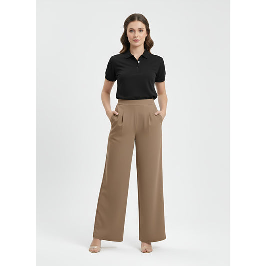 Palazo Wide Leg Pants Peacock Premium (Nude Khaki)