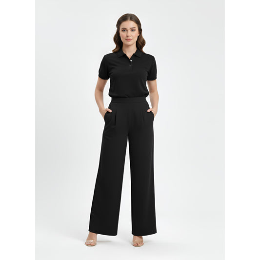 Palazzo Wide Leg Pants Size Peacock Premium (Black)