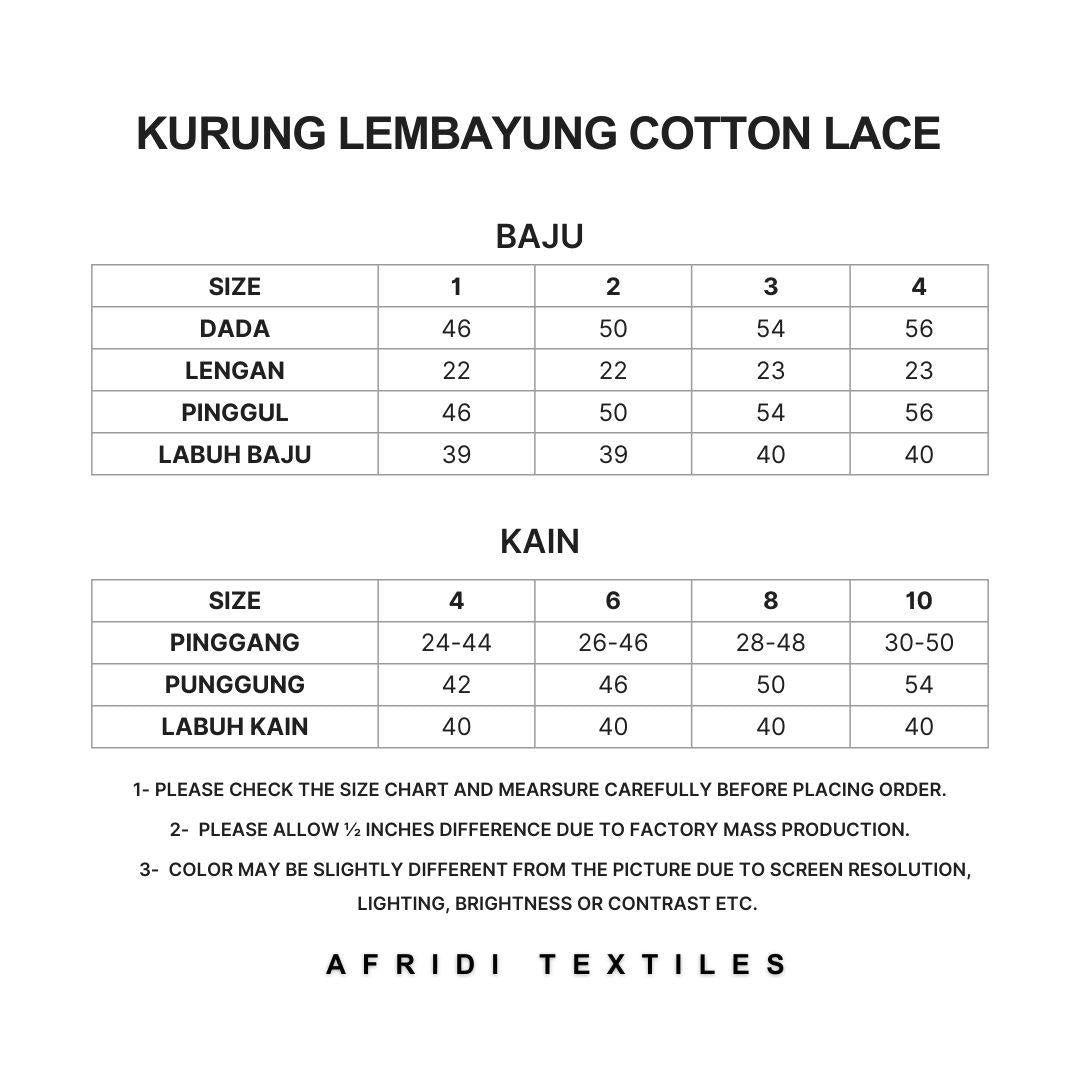 Rembayung Kurung Soft Cotton With Lace (Maroon)