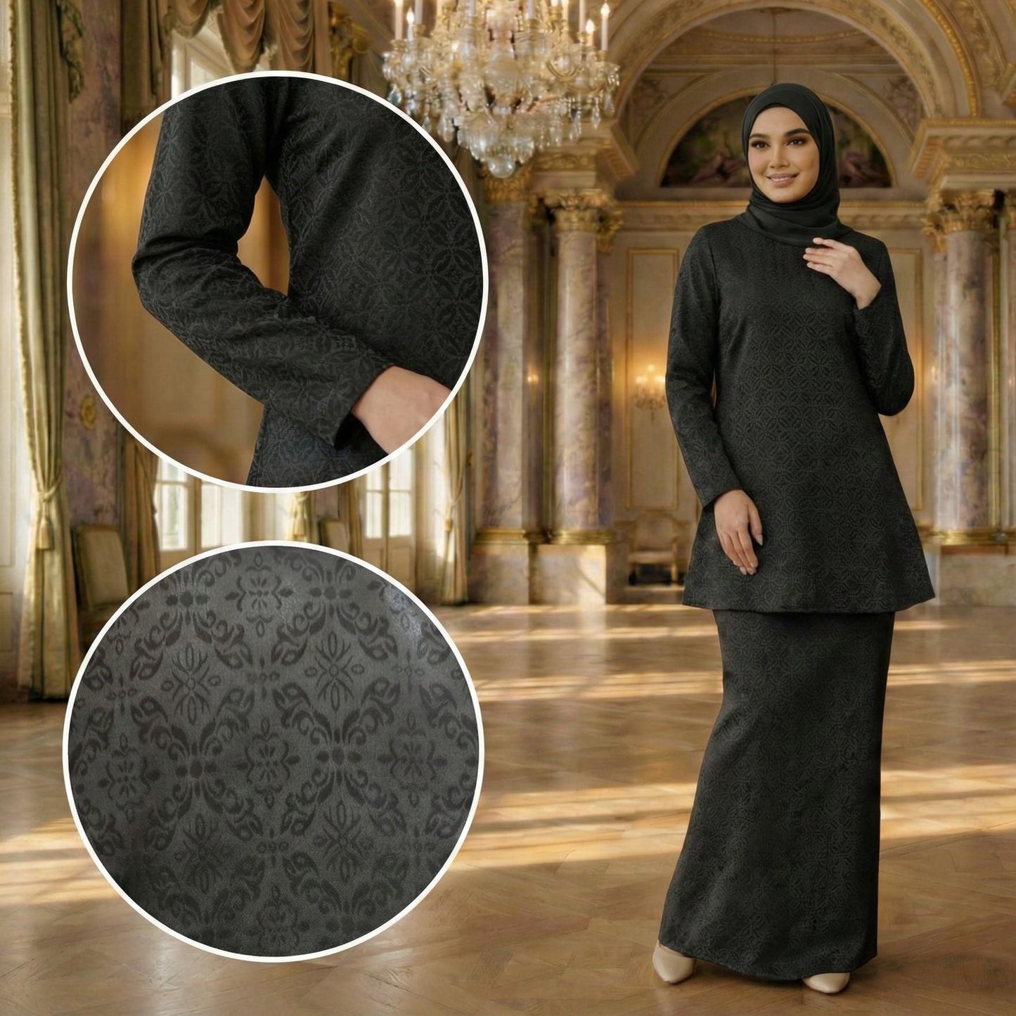 Amara Dolly Princess Satin Songket Embossed (Lilac)