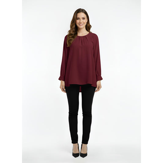 Victoria Blouse Casual Outfit Wanita Elegant Office & Casual Wear (Maroon)