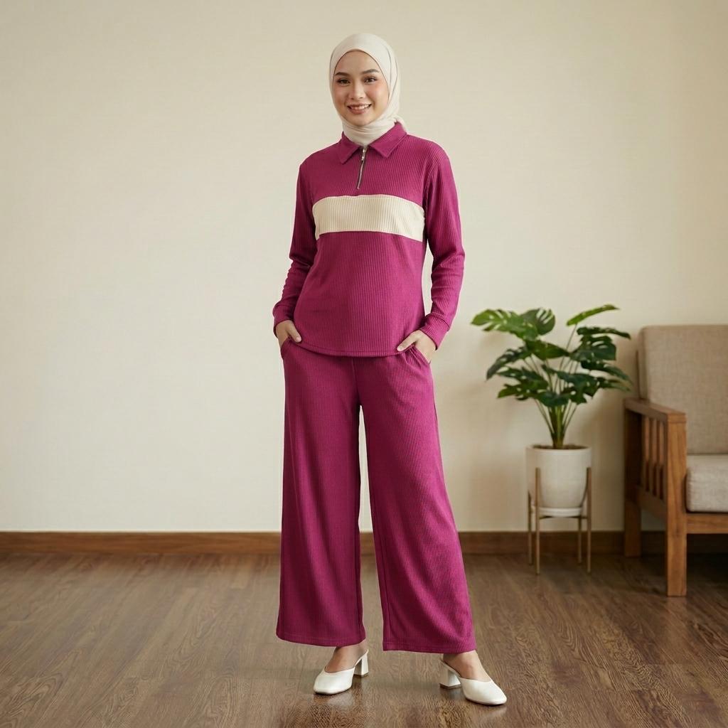 NEXUS Set Seluar Unisex 2 Piece Casual Set - Cotton Ribbed Corduroy Stretchable - Sports Set - Casual Wear
