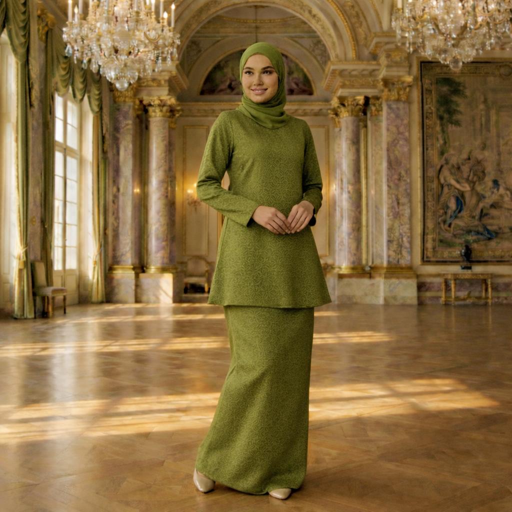 Amara Dolly Princess Satin Songket Embossed (Lilac)