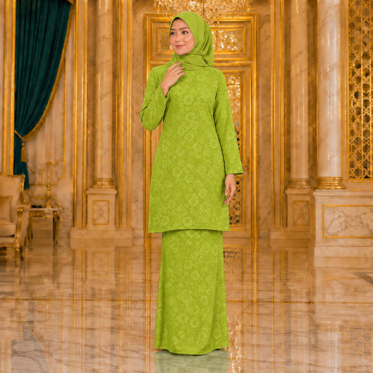 Suria Rose Kurung Moden - Velore Brocade Satin - Set Pakaian Fashion Wanita Muslimah
