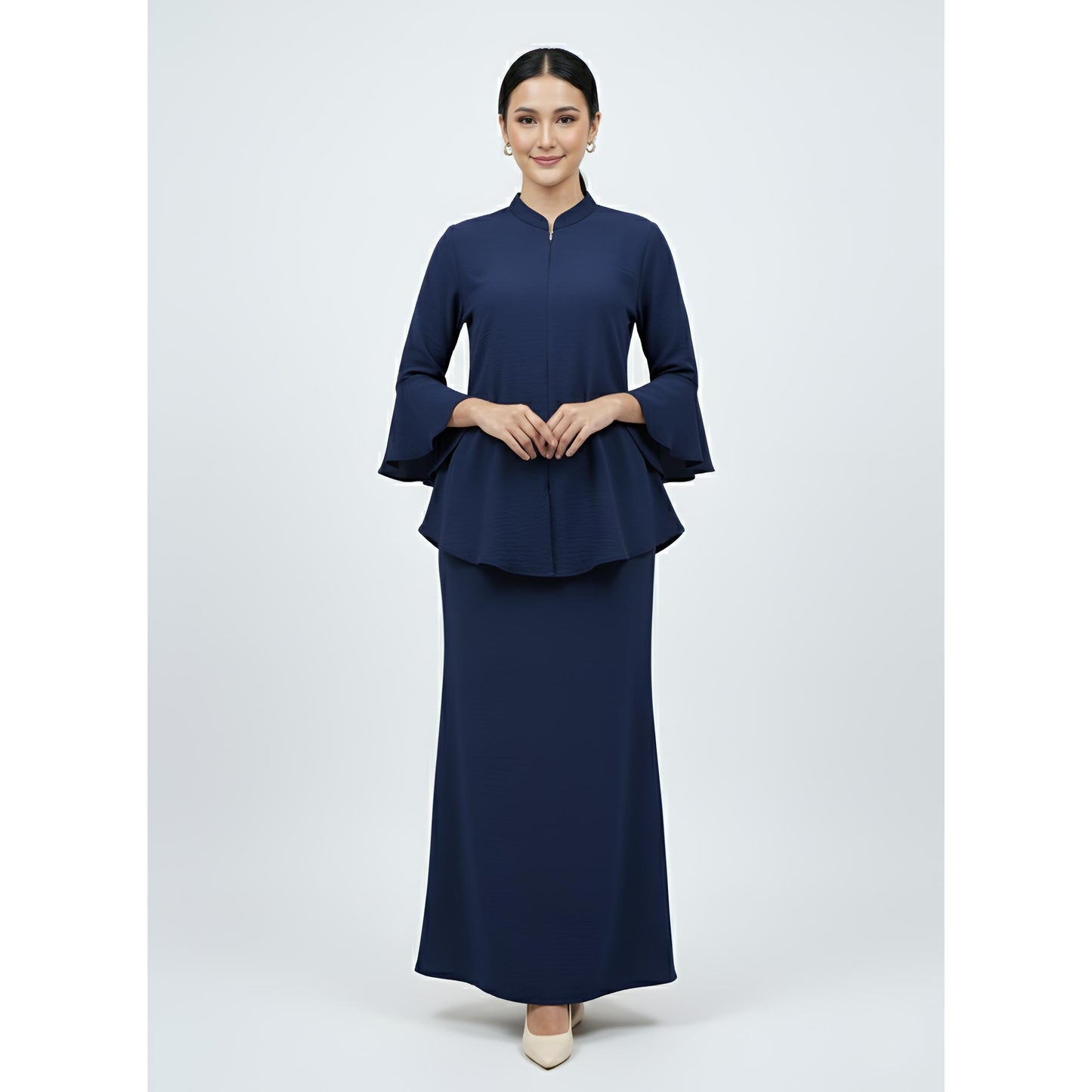 Kebaya Tunic Kolar Navy Blue, Baju Kebaya Casual dan Elegant