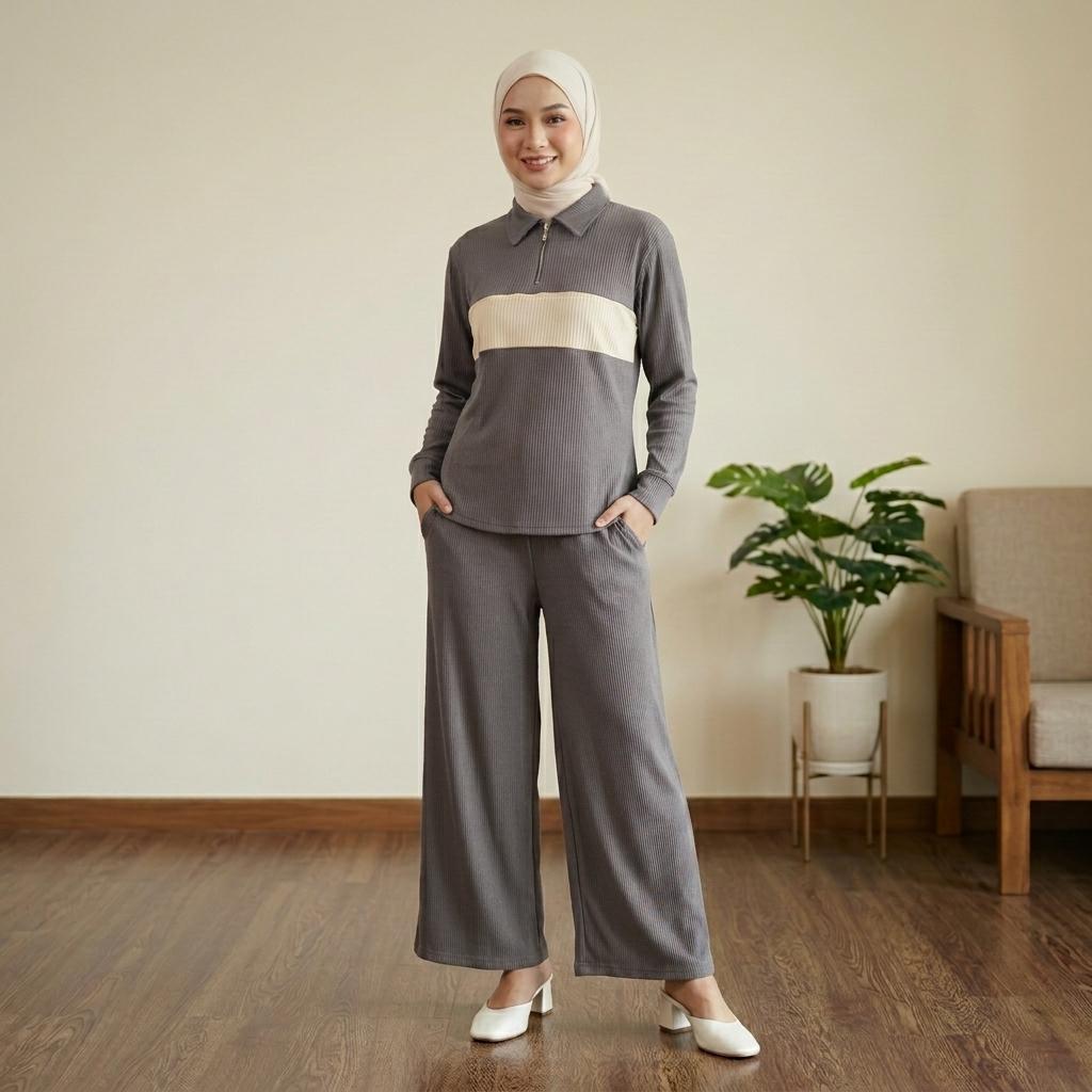 NEXUS Set Seluar Unisex 2 Piece Casual Set - Cotton Ribbed Corduroy Stretchable - Sports Set - Casual Wear
