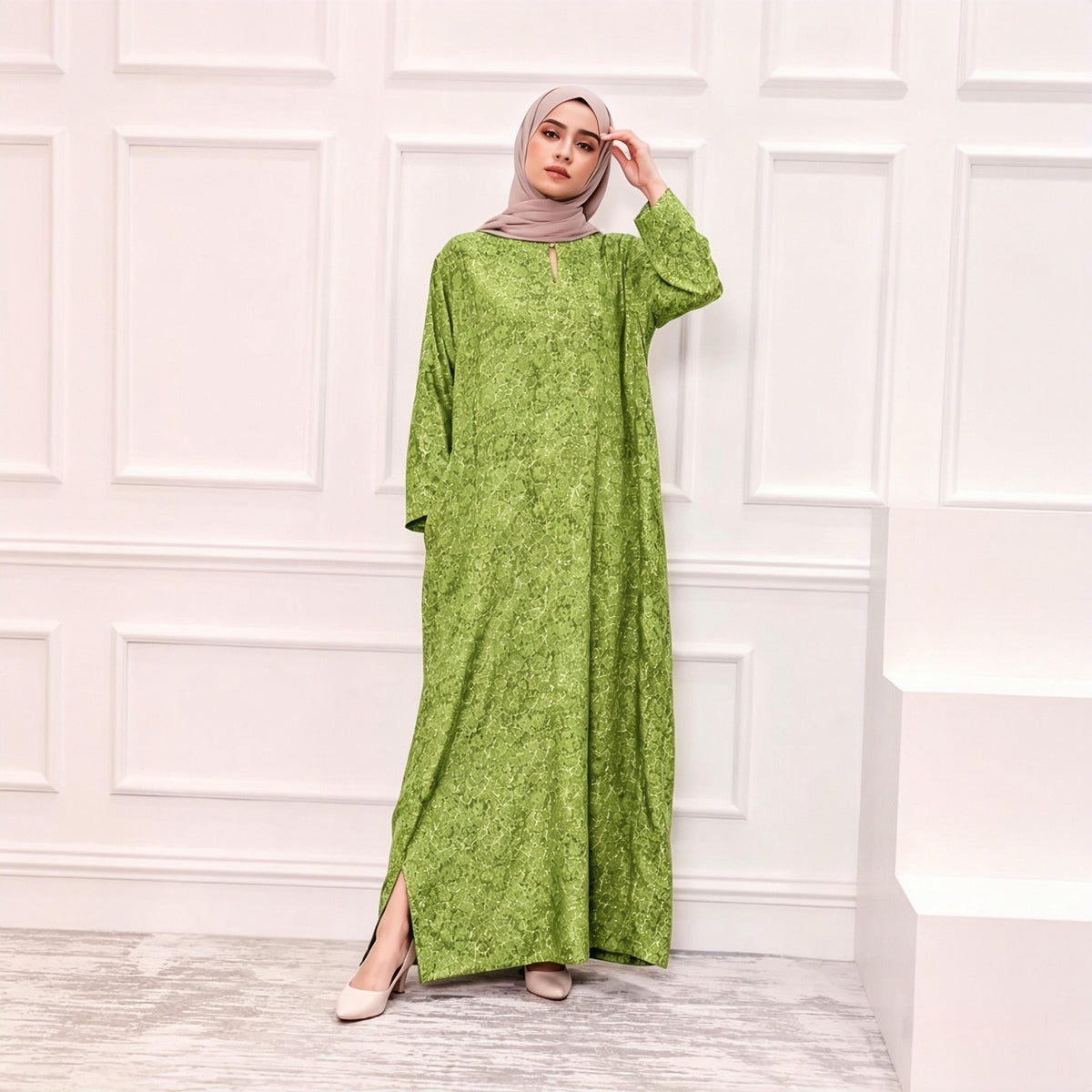 Serena Jubah 3D - PARROT GREEN