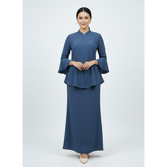 Kebaya Tunic Kolar Denim Blue, Baju Kebaya Casual dan Elegant