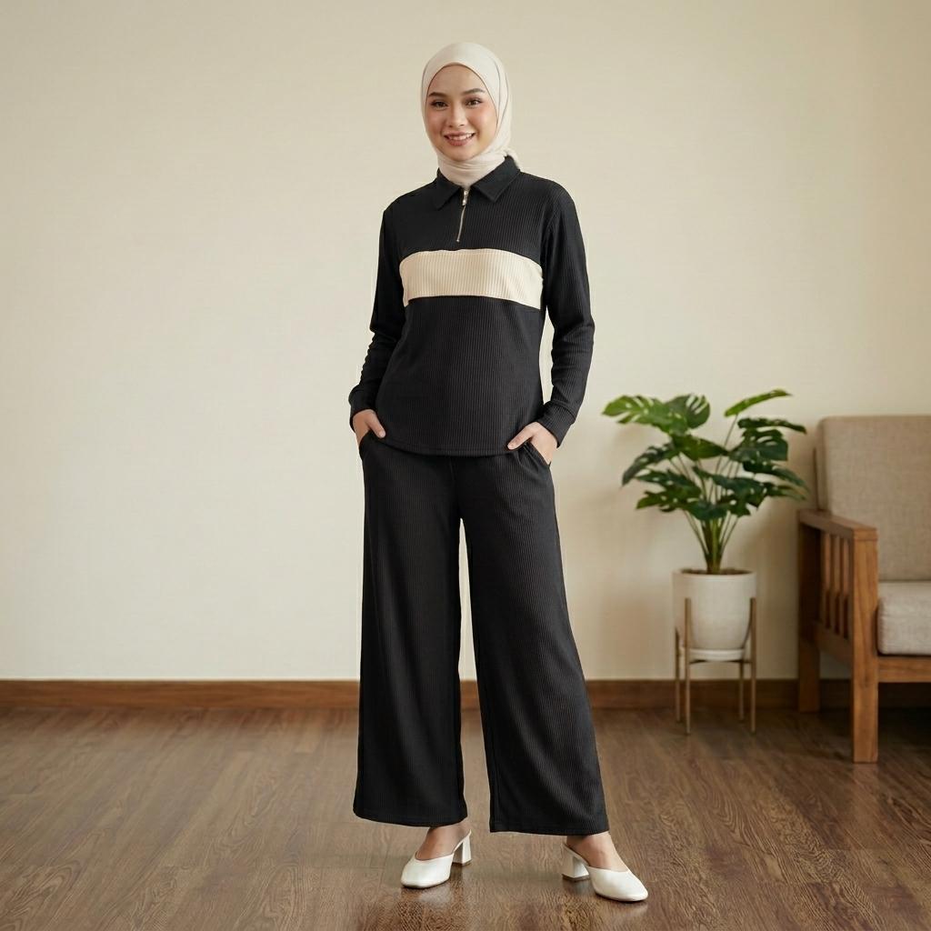 NEXUS Set Seluar Unisex 2 Piece Casual Set - Cotton Ribbed Corduroy Stretchable - Sports Set - Casual Wear