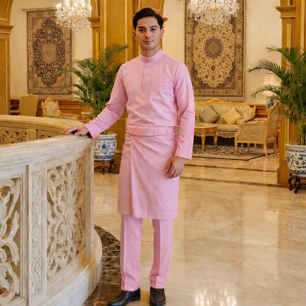 Baju Melayu Adult Pearl Skin - Top One Side Zip (Pink Lemonade)