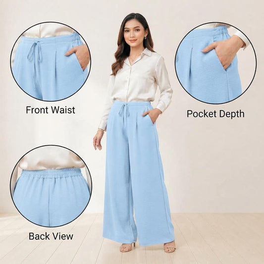 LUNA Palazo Wanita Wide Leg – Baby Blue