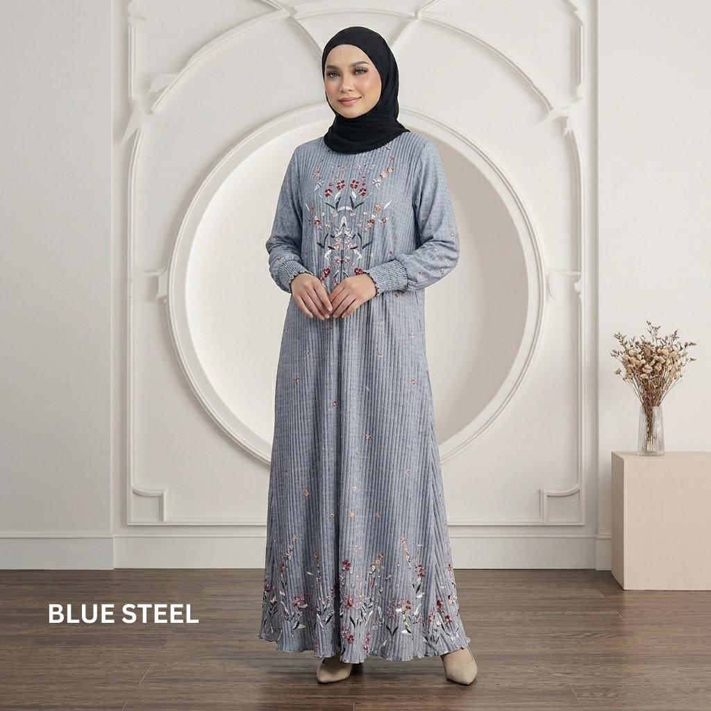 SORAYA Jubah Satin Jackquard Pleated Plus Size New Arrival Fashion Wanita Muslimah