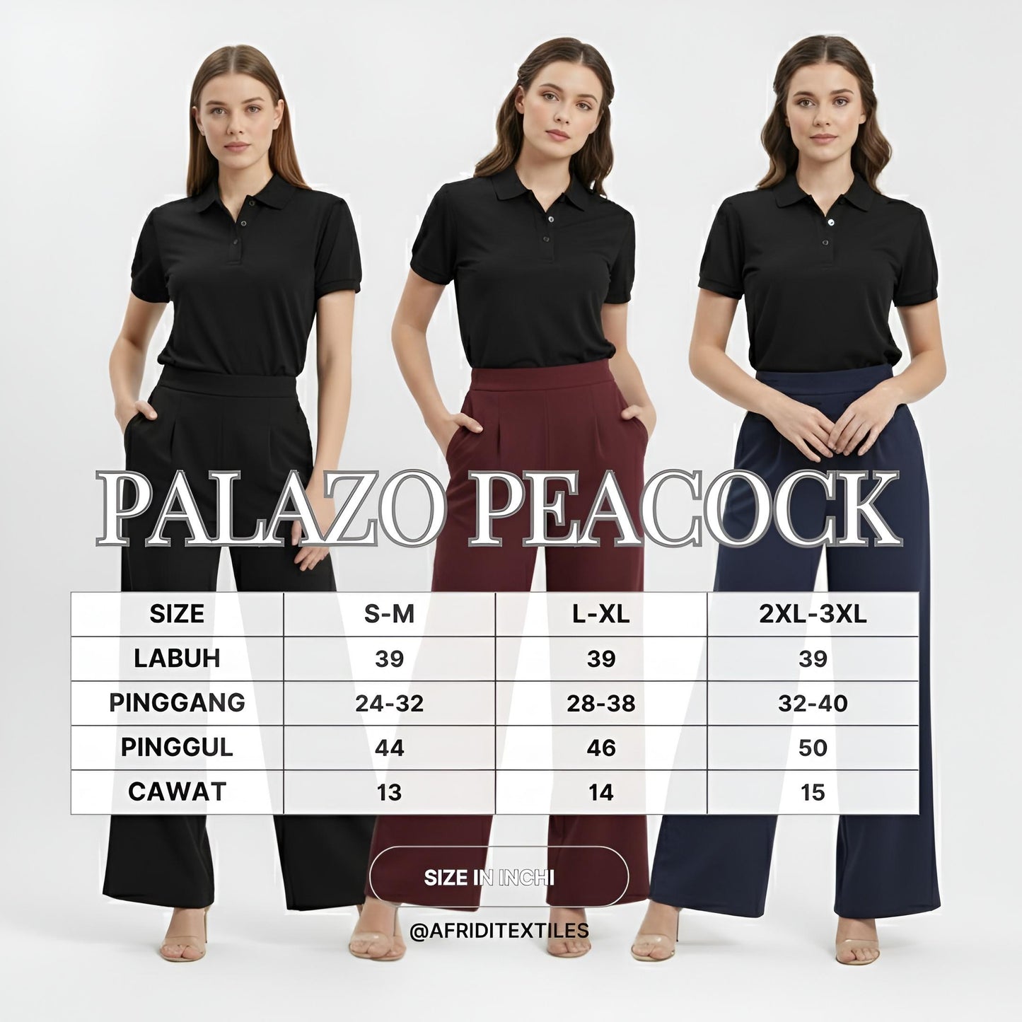 Palazo Wide Leg Pants Peacock Premium (Maroon)