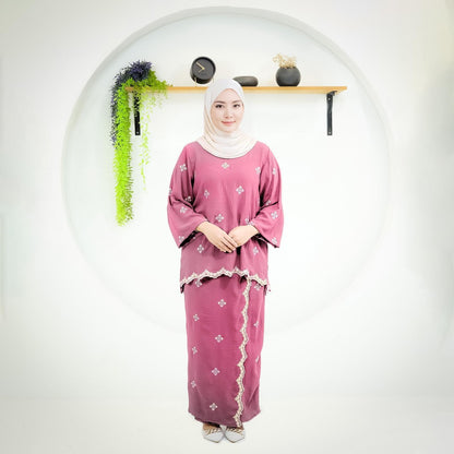 Set Baju Kurung Kedah Sulam Fashion Wanita Muslimah