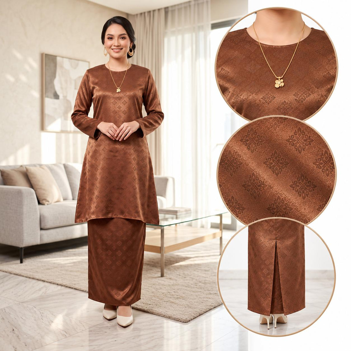 ATELIA Kurung riau Corak Songket - Sutera Vietnam Premium - Modest Fashion Plus size - Casual Wear - Office Wear