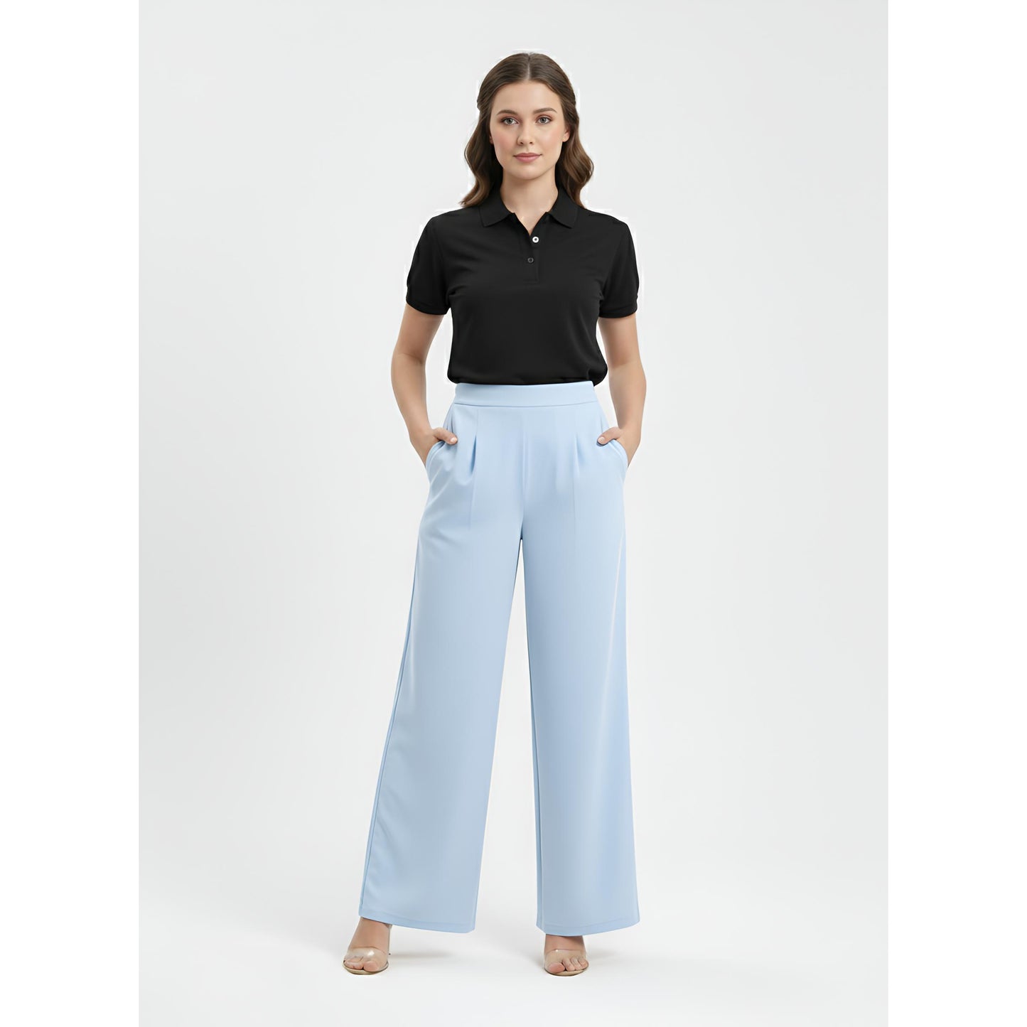Palazo Wide Leg Pants Peacock Premium (Blue Steel)