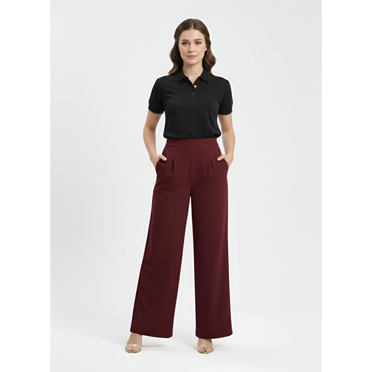 Palazo Wide Leg Pants Peacock Premium (Maroon)