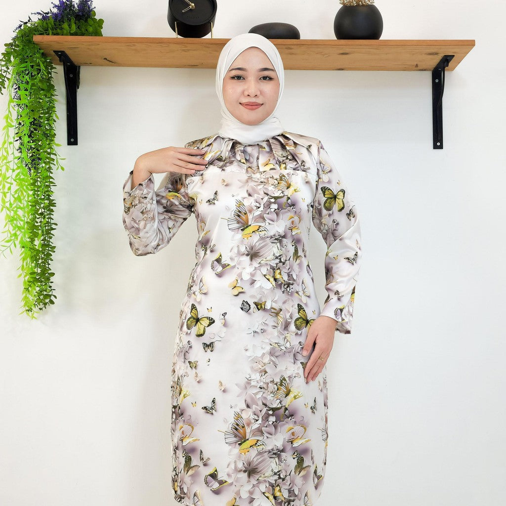 Set Baju Kurung Moden Kolar Kain Kipas Mango 20D Raya 2025 Fashion Wanita Muslimah 1